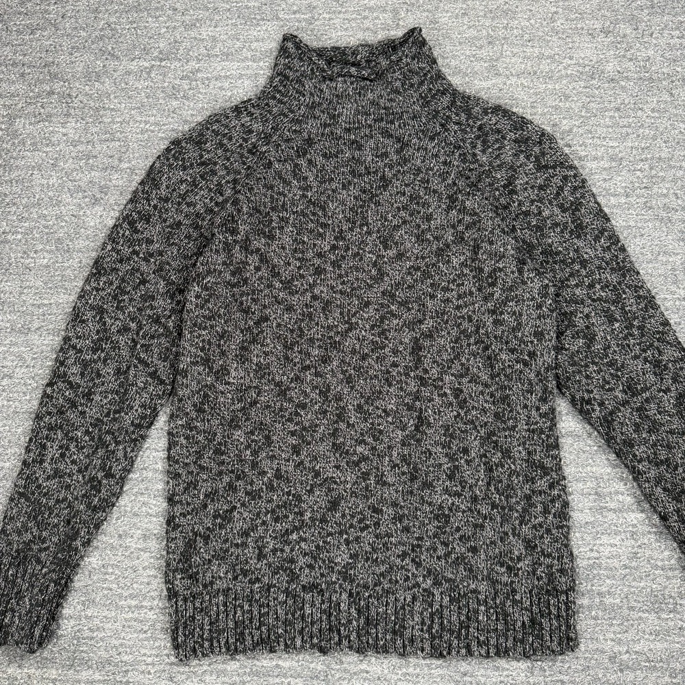 LL BEAN Sweater Women Medium Ragg Roll neck Funnel neck Pullover Cotton Gray